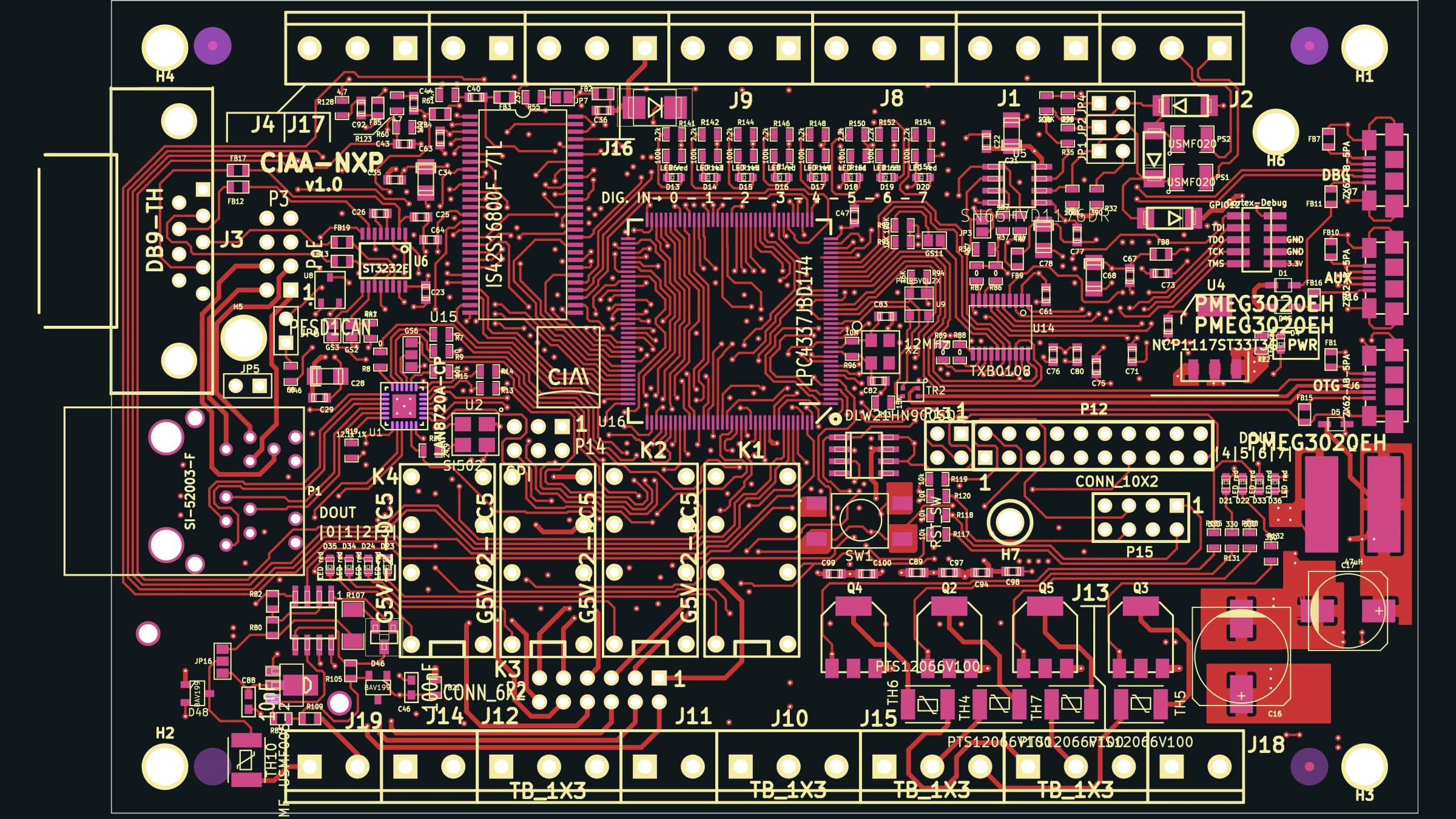 Open-hardware CIAA-NXP PCB used as a migration reference