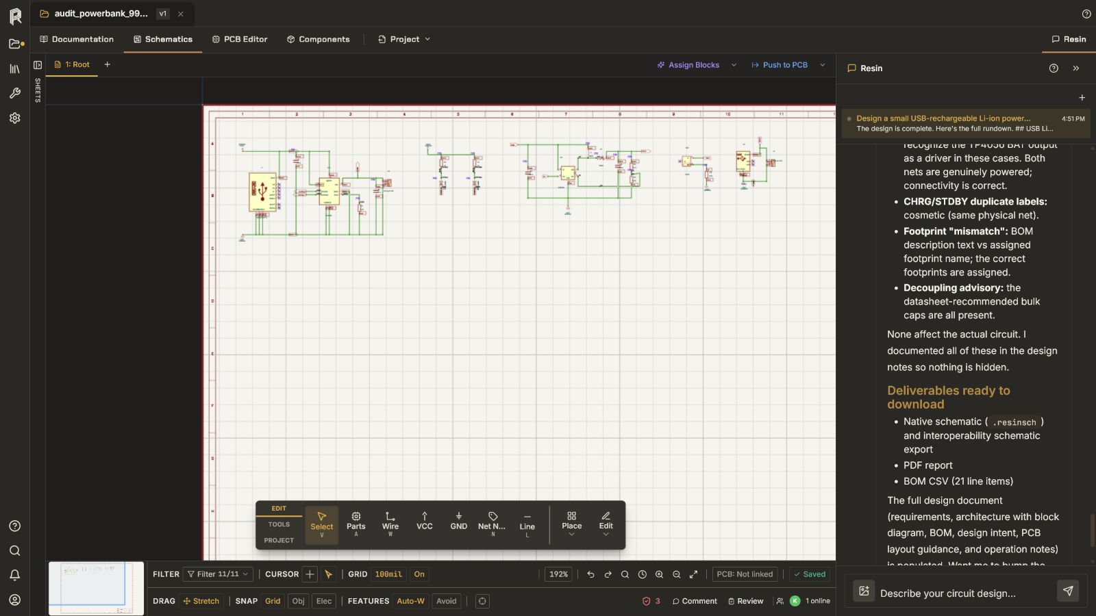 Power architecture schematic in Resin